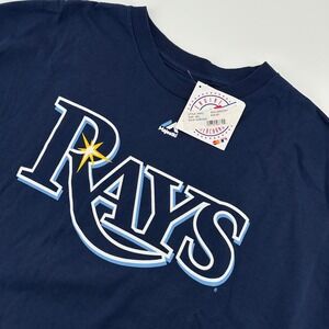 Majestic Tampa Bay Rays MLB T-Shirt Mens 2XL Navy Blue Dad 1 Graphic Tee NWT
